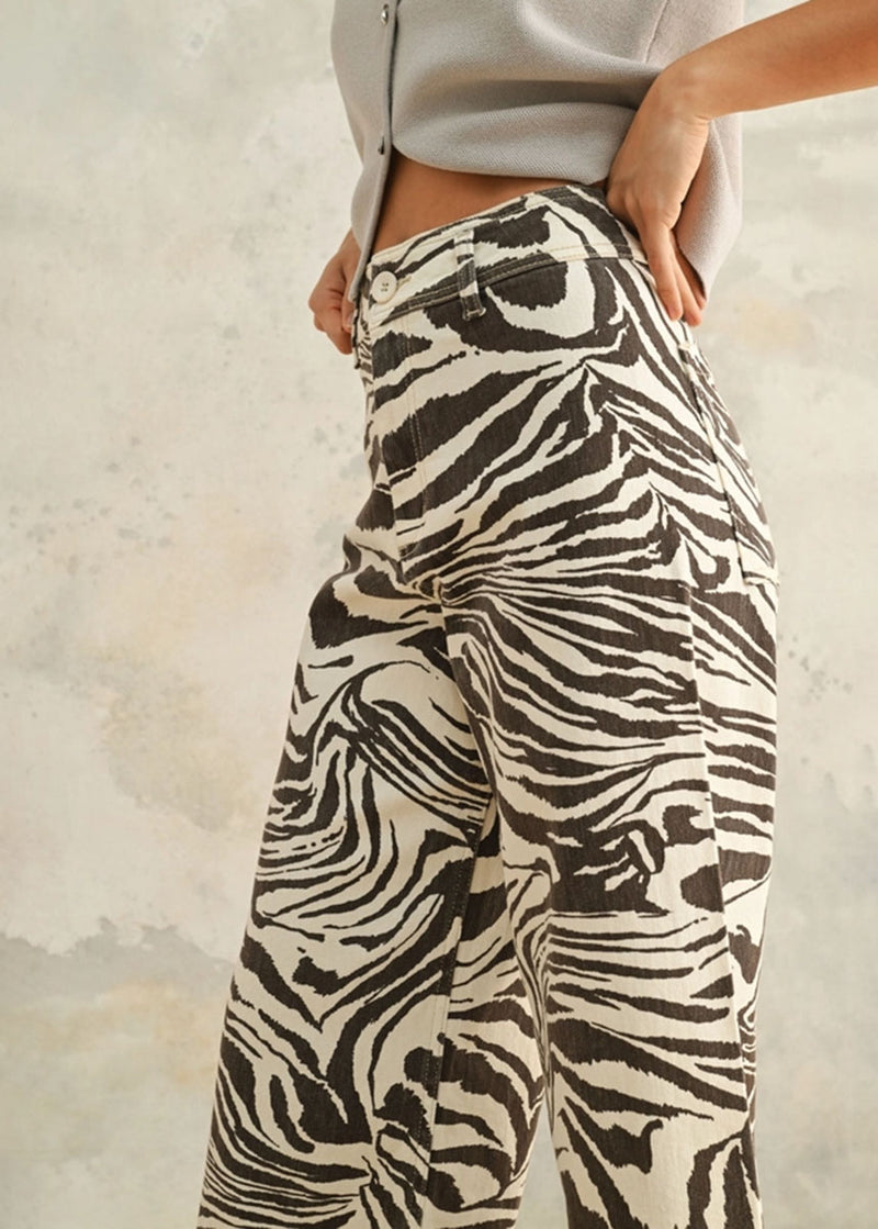 Ingrid Zebra Print Pant - Brown