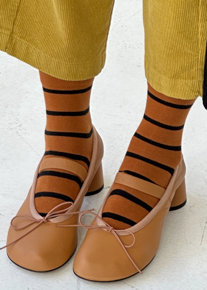 Wally Stripe Socks - Camel