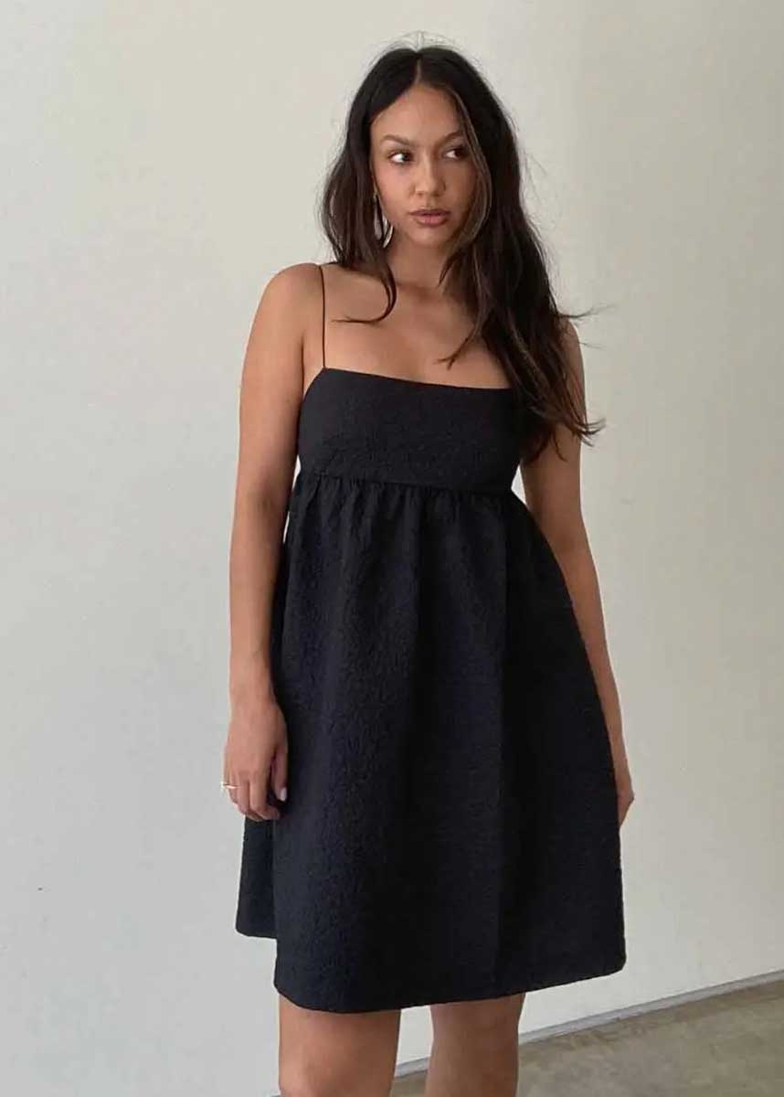 Susie Lace Up Mini Dress - Black