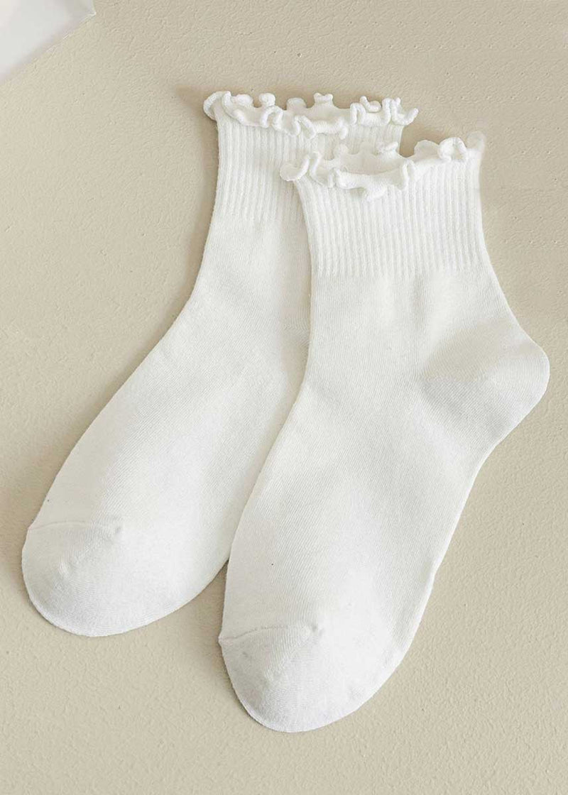 Ruffled Ankle Socks - White