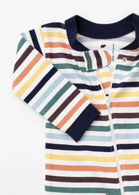 One Piece Zipper Jammies - Fall Stripes