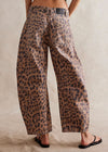 Good Luck Mid Rise Printed Barrel Jeans - Brown Sugar Combo