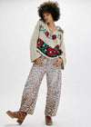 Good Luck Mid Rise Printed Barrel Jeans - Brown Sugar Combo