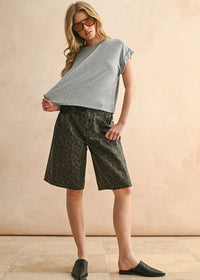 Loretta Denim Bermuda Shorts - Leopard