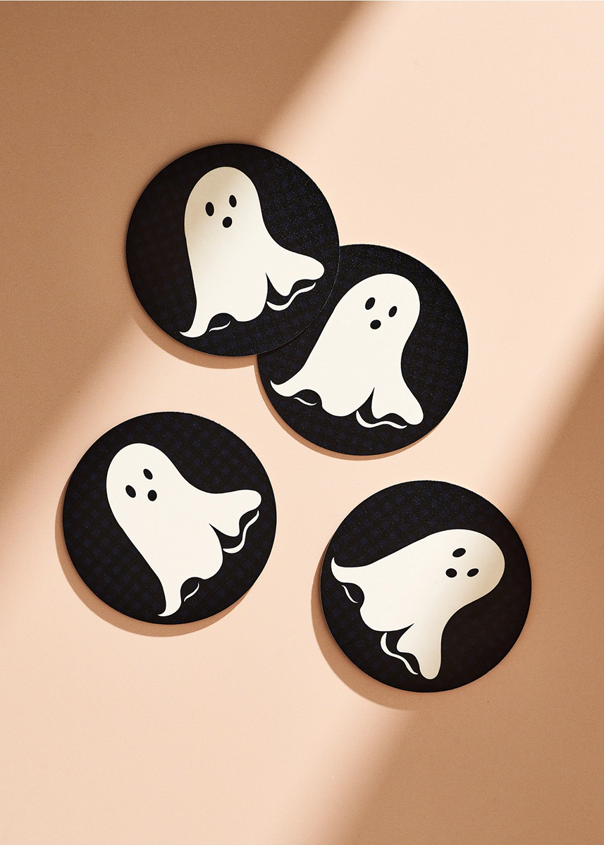 Spooky Ghost Halloween Coasters - Set of 4