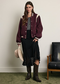 Raphi Varsity Bomber Jacket - Wine