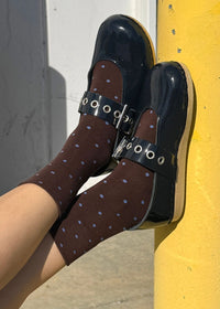 Polka Dot Sneaker Socks - Cacao & Blue