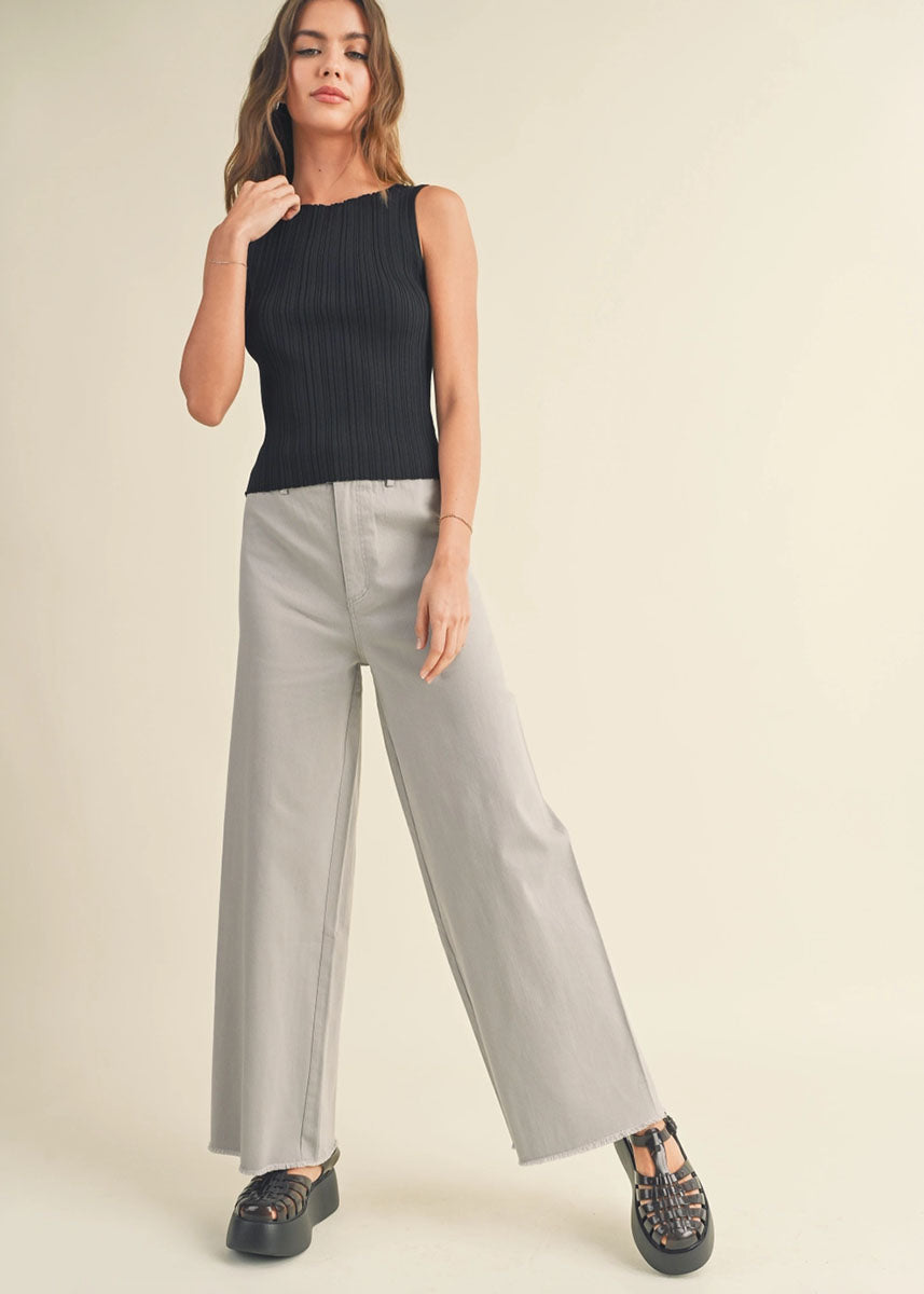 Sabine Ribbed Tank - Black