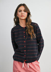 Vera Floral Cardigan - Navy & Red