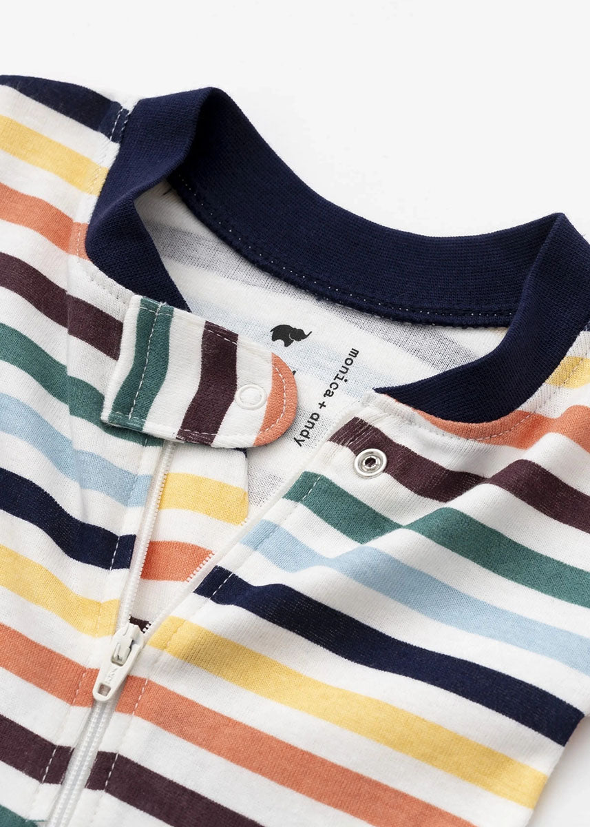 One Piece Zipper Jammies - Fall Stripes