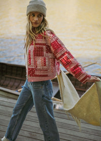 Bandana Patchwork Quilted Jacket - Red