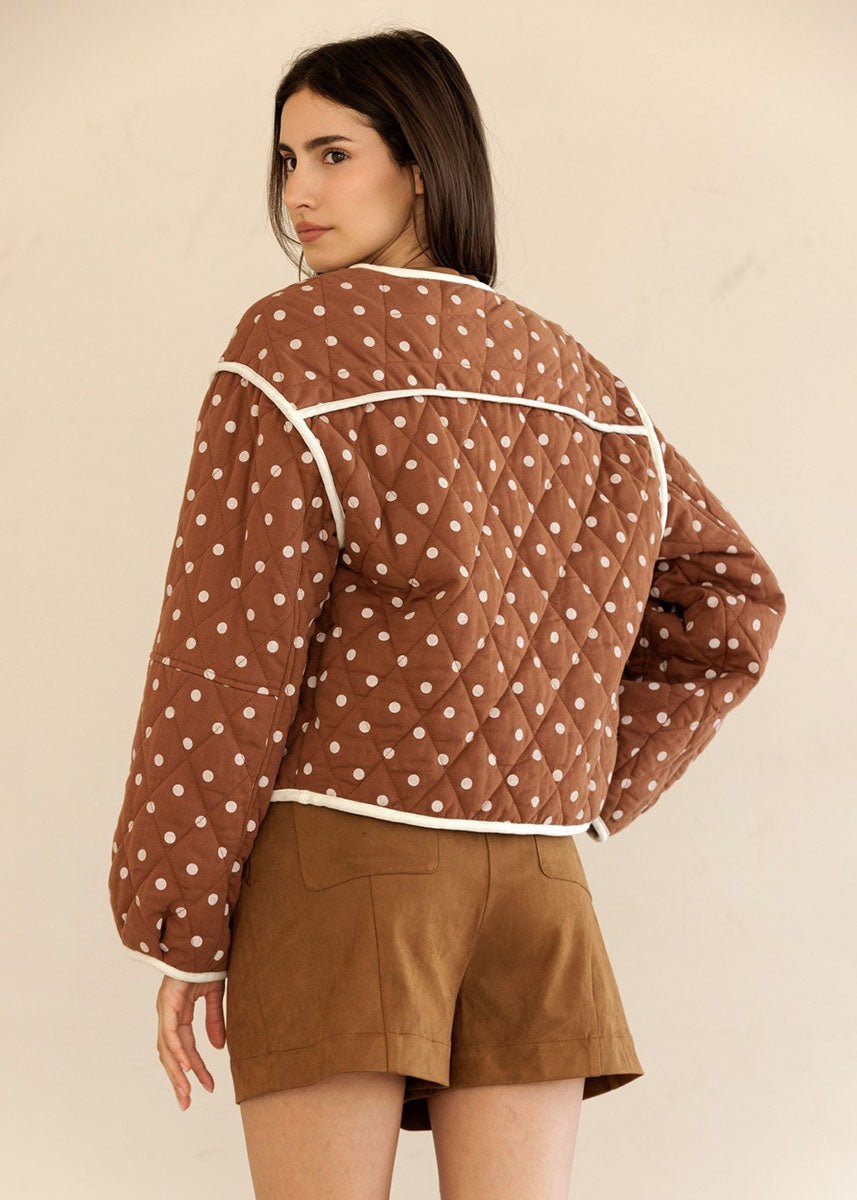 Wren Quilted Polka Dot Jacket - Brown Sand
