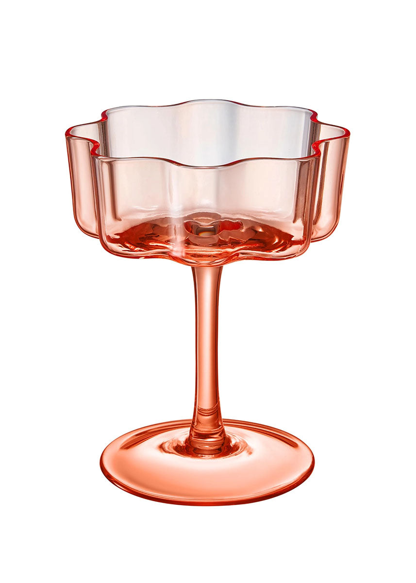 Bright Flower Wave Coupe Cocktail Glass
