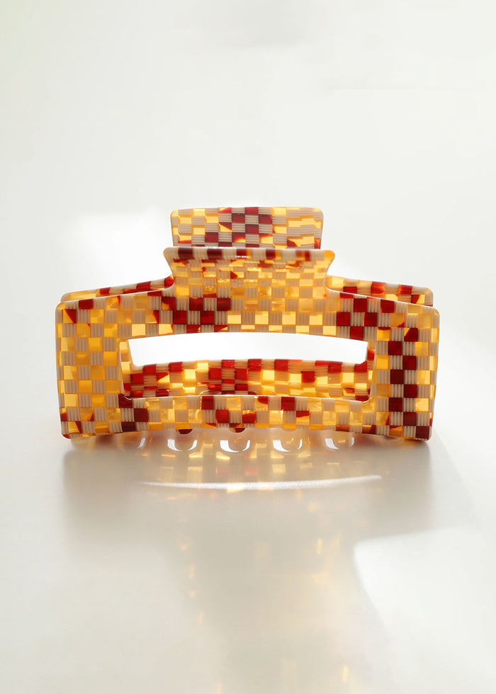 Golden Checkerboard Large Claw Clip