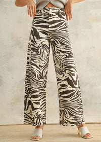 Ingrid Zebra Print Pant - Brown