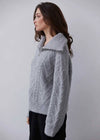 Mary-Ann Front Zip Chunky Cable Knit - Heather Grey