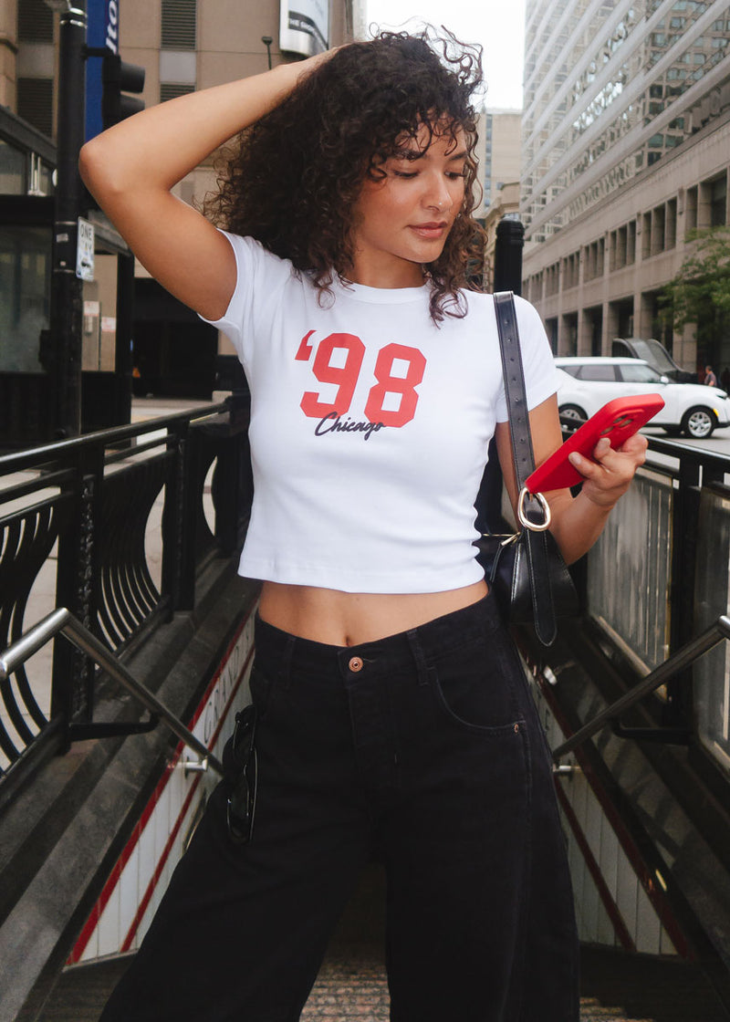 '98 Chicago Baby Tee - White