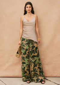 Moire Asymmetrical Halter Top - Champagne