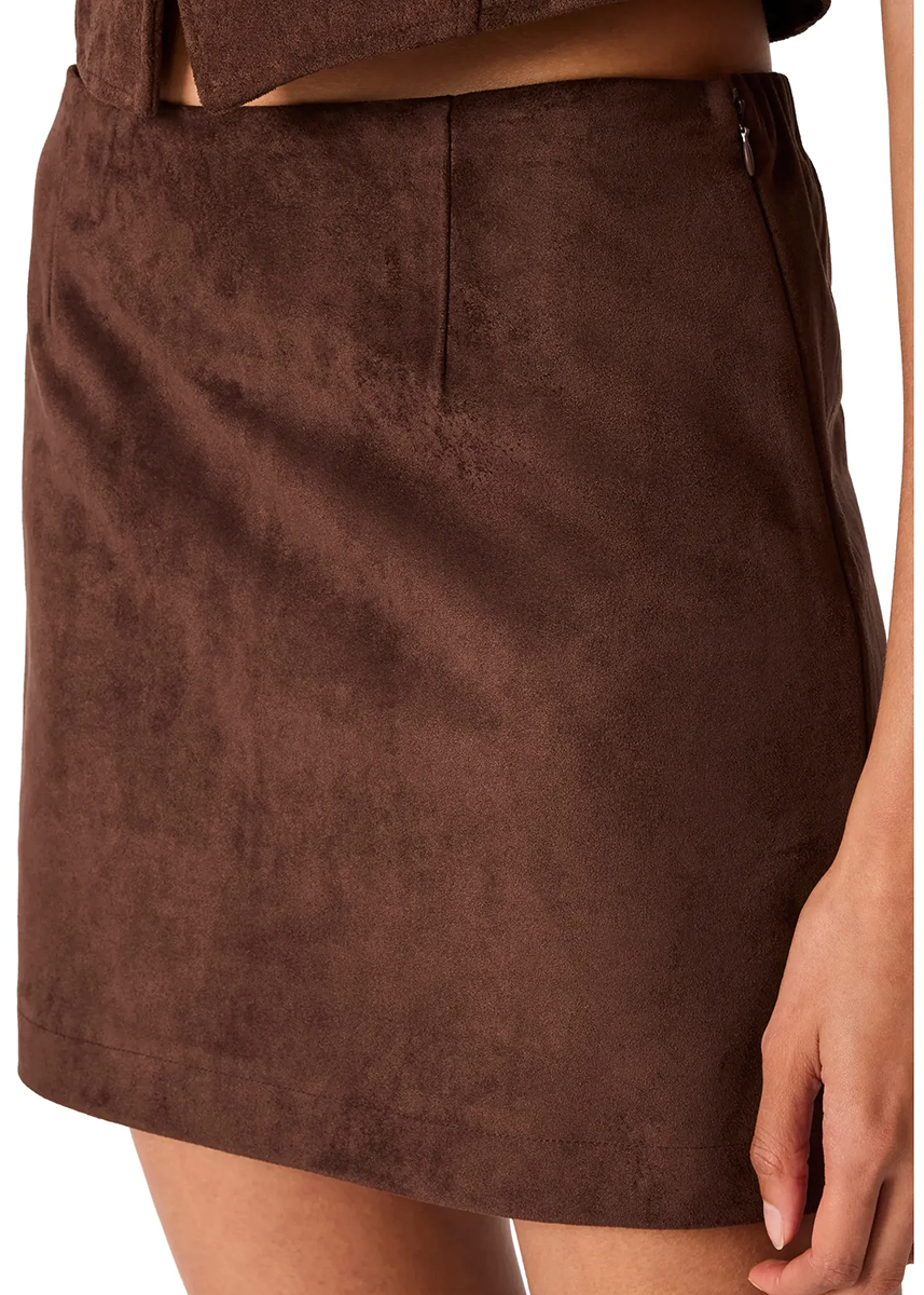 Cindi Faux Suede Mini Skirt - Dark Chocolate