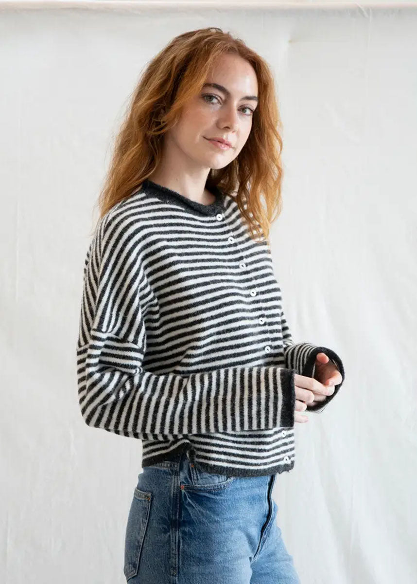 Piper Mini Striped Cardigan - Charcoal