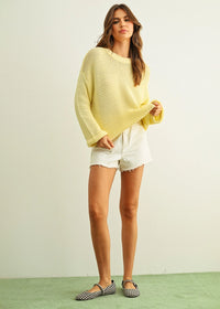 Hattie Round Neck Sweater - Pastel Yellow