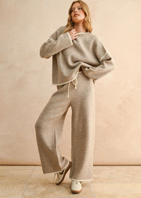 Pepper Wide Leg Knit Pant - Mocha