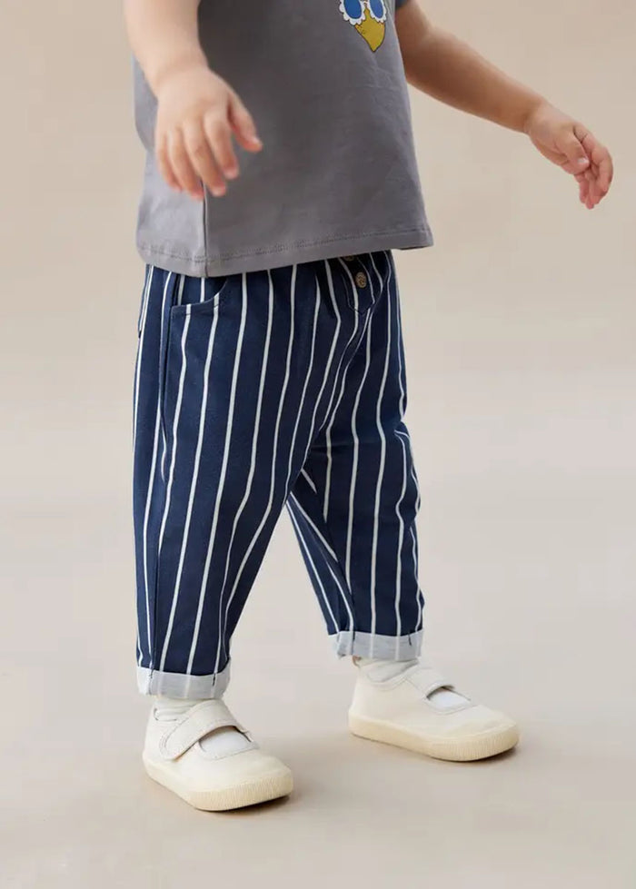 Toddler Relaxed Tapered Pant - Navy Stripes