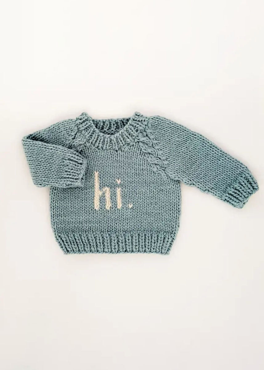 Hi. Crew Neck Sweater - Surf Blue