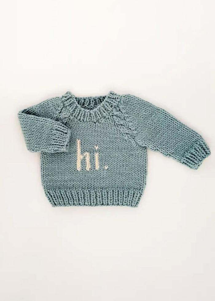 Hi. Crew Neck Sweater - Surf Blue