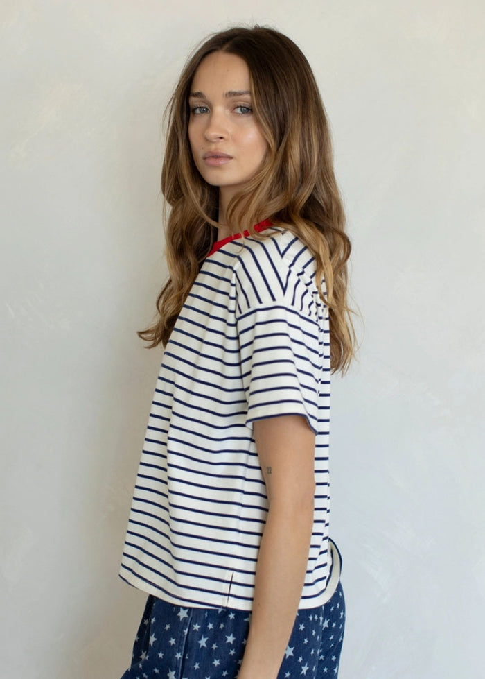 Georgia Striped Boxy Tee - Midnight