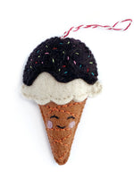 Smiling Ice Cream Cone Felt Ornament