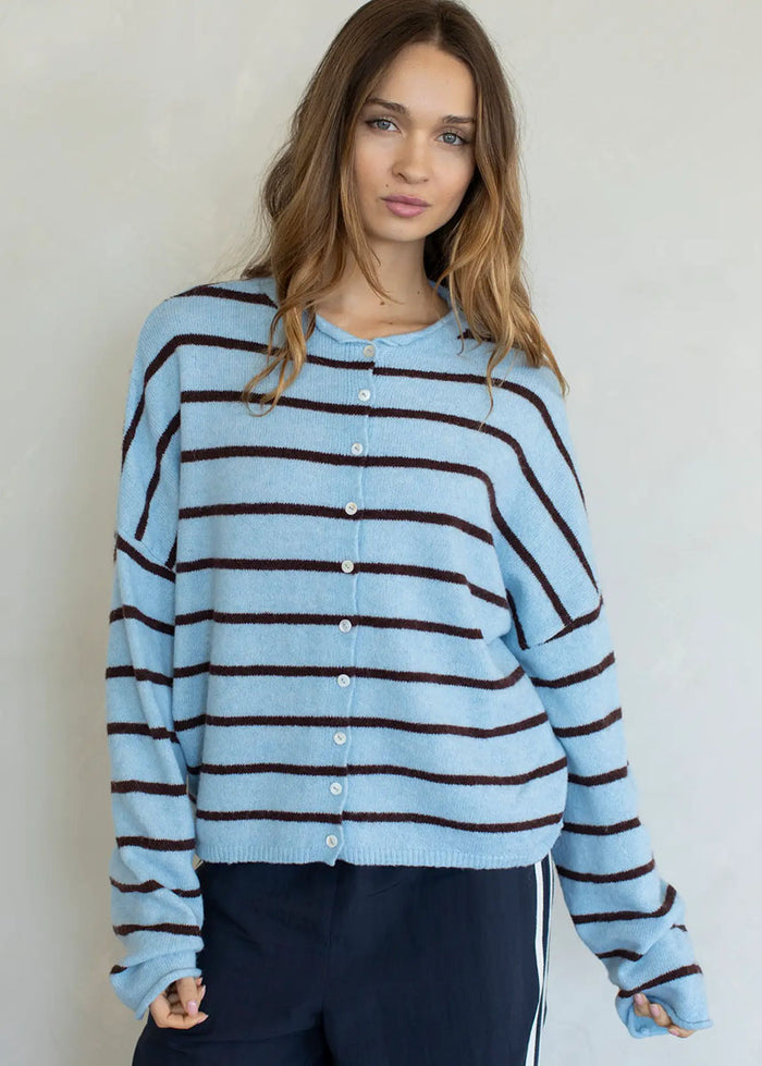 Piper Cabana Striped Cardigan - Blue