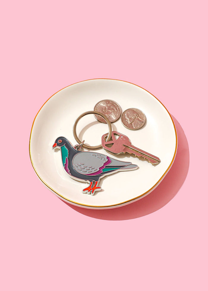 Pigeon Enamel Keychain