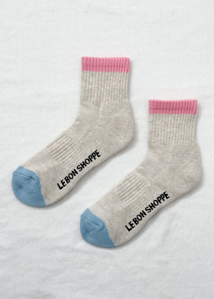 Color Block Girlfriend Socks - Grey Pink