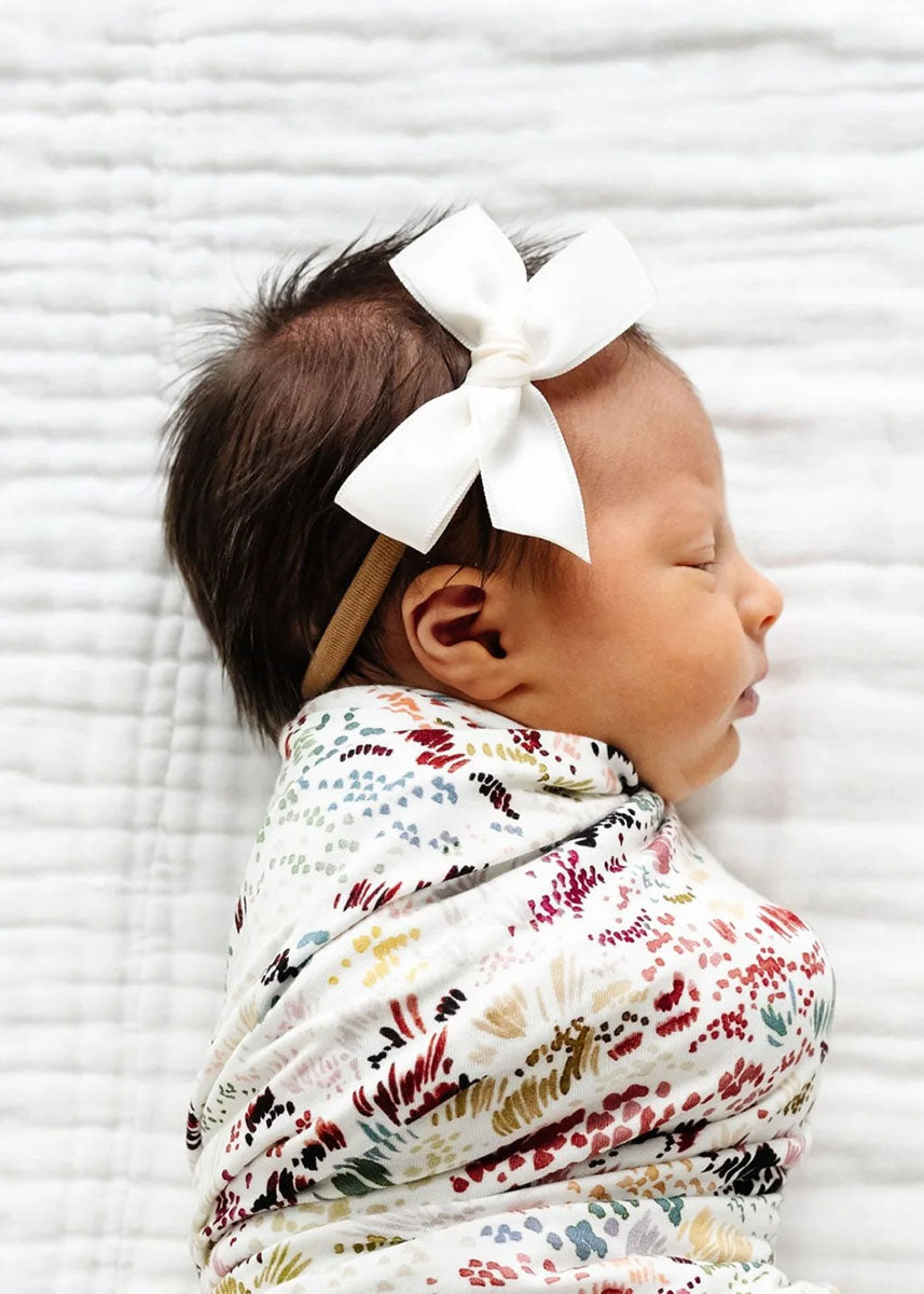 Small Satin Bow Headband - Evergreen