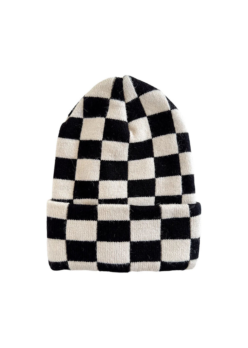 Baby's First Hat - Black/Sand Checkerboard