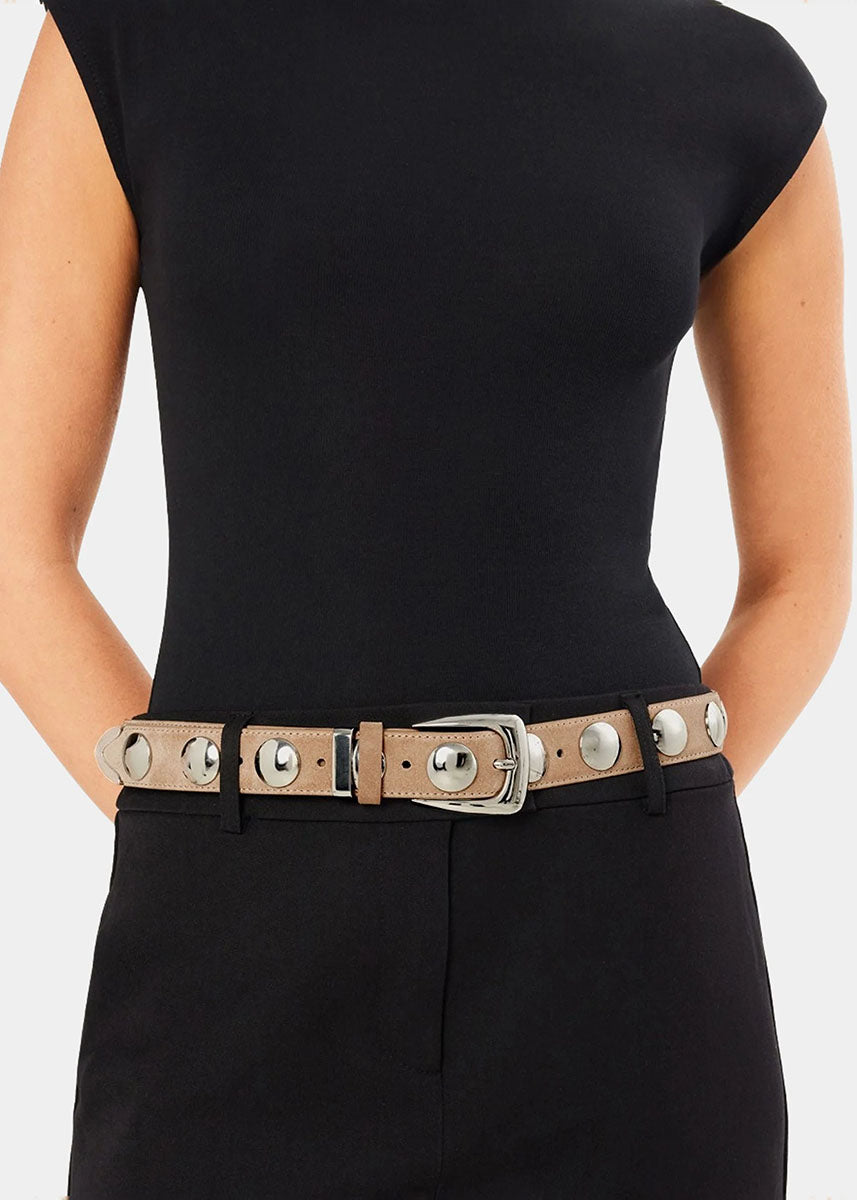 Bailey Belt - Fawn Suede & Silver