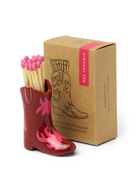 Cowboy Boot Match Holder - Red & Pink Flame