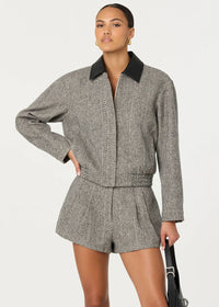 Sorine Shorts - Grey Herringbone