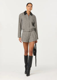 Sorine Shorts - Grey Herringbone
