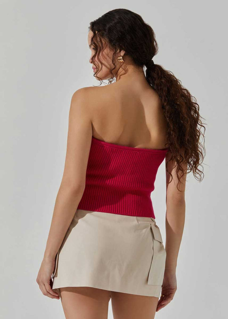 Kailee Sweater Tube Top - Magenta