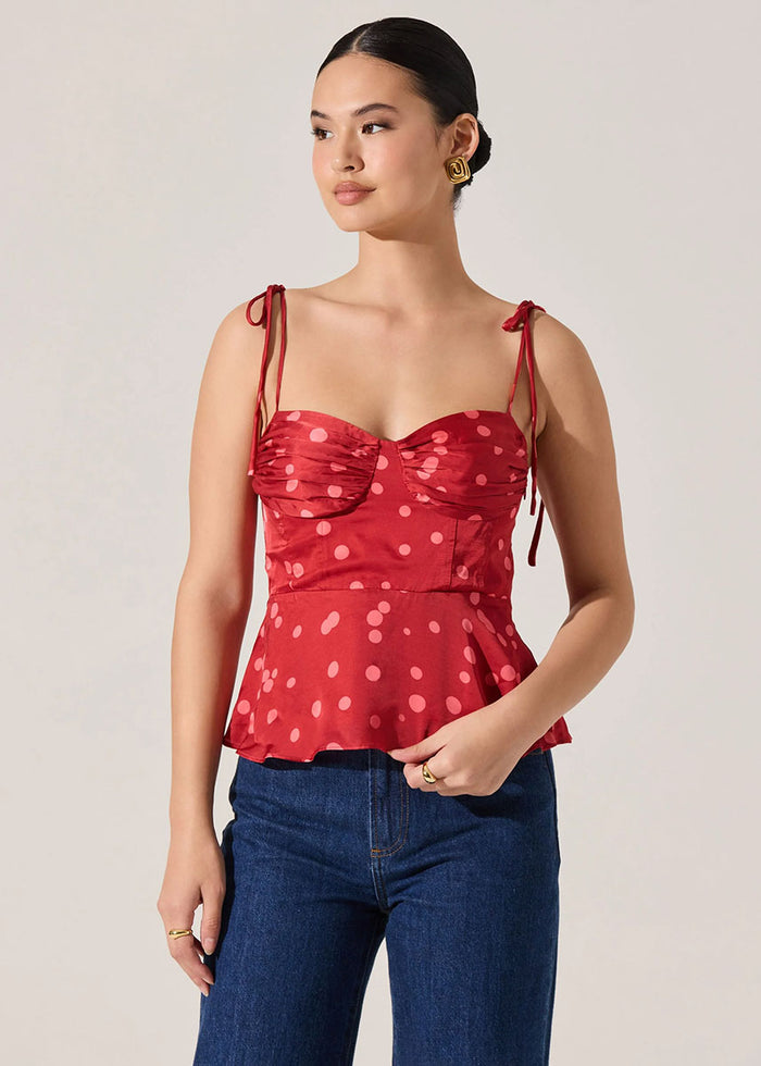 Selina Top - Red Polka Dot