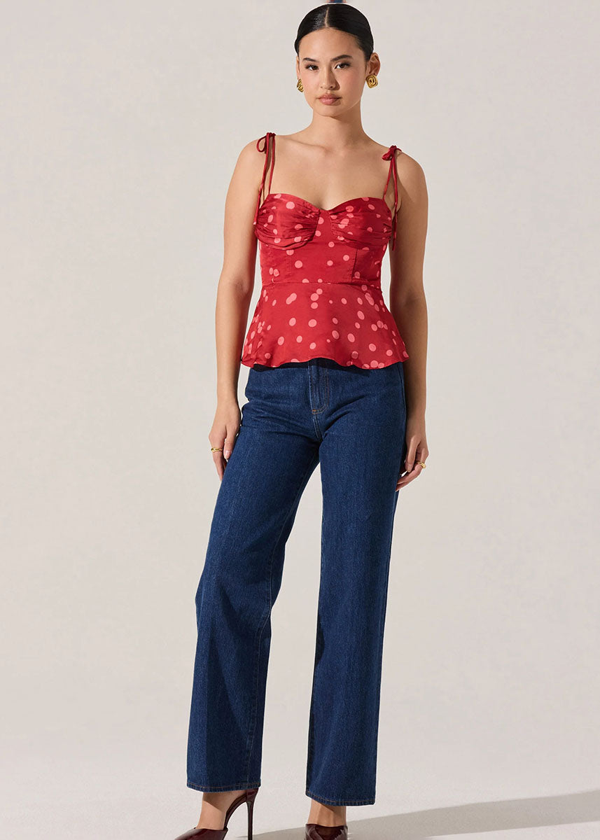 Selina Top - Red Polka Dot