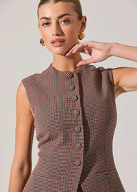 Gisselle Vest - Brown Wine Plaid