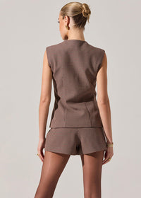 Gisselle Vest - Brown Wine Plaid