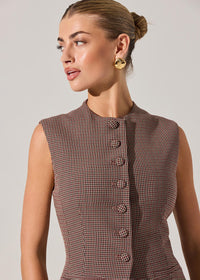 Gisselle Vest - Brown Wine Plaid