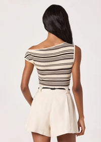 Sofia Sweater Top - Cream Brown Stripe