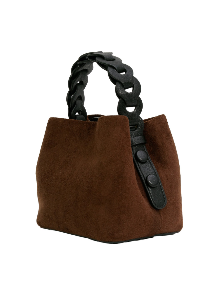 Mina Suede Bucket Bag - Dark Brown