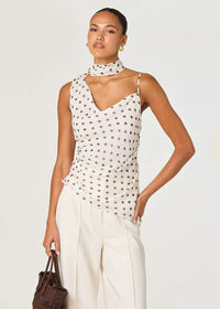 Adrie Top - Cream Polka Dot