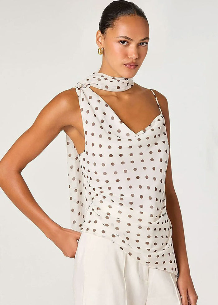 Adrie Top - Cream Polka Dot